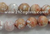 CAA803 15.5 inches 12mm faceted round fire crackle agate beads