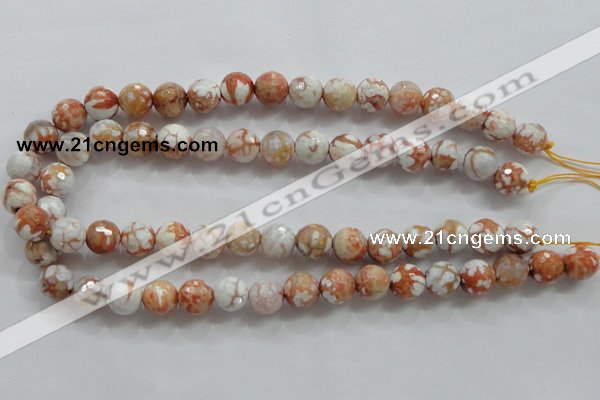 CAA803 15.5 inches 12mm faceted round fire crackle agate beads