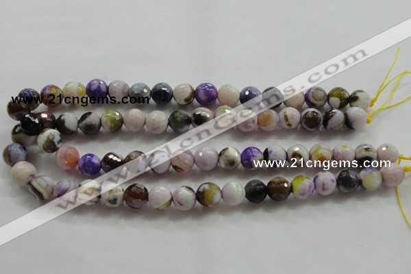 CAA804 15.5 inches 12mm faceted round fire crackle agate beads