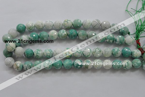 CAA805 15.5 inches 14mm faceted round fire crackle agate beads