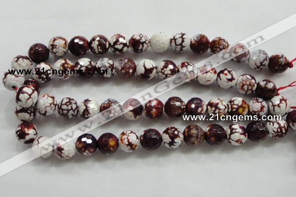 CAA806 15.5 inches 14mm faceted round fire crackle agate beads