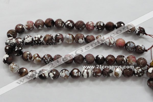 CAA807 15.5 inches 14mm faceted round fire crackle agate beads