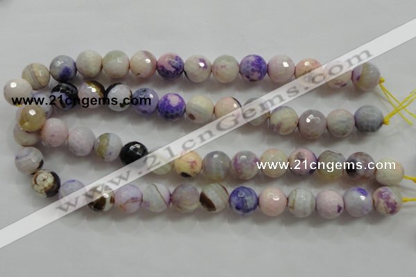 CAA809 15.5 inches 14mm faceted round fire crackle agate beads