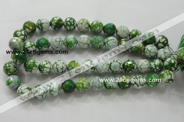 CAA810 15.5 inches 16mm faceted round fire crackle agate beads