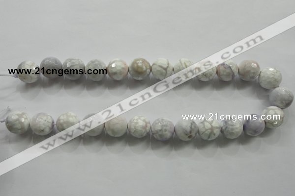 CAA815 15.5 inches 16mm faceted round fire crackle agate beads