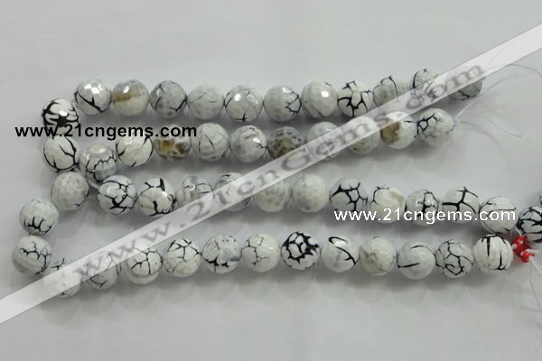 CAA818 15.5 inches 16mm faceted round fire crackle agate beads