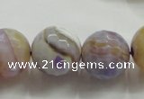 CAA819 15.5 inches 18mm faceted round fire crackle agate beads