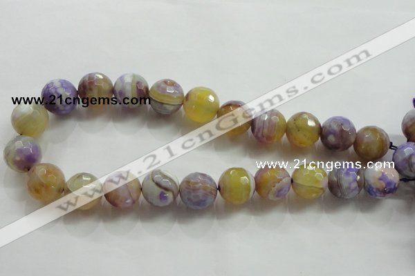 CAA819 15.5 inches 18mm faceted round fire crackle agate beads