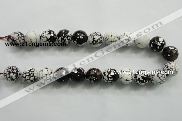 CAA821 15.5 inches 18mm faceted round fire crackle agate beads