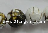 CAA822 15.5 inches 20mm faceted round fire crackle agate beads