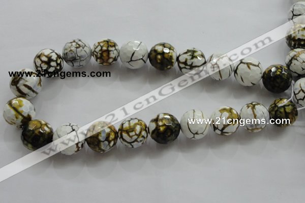 CAA822 15.5 inches 20mm faceted round fire crackle agate beads