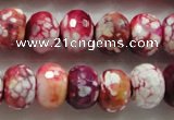 CAA826 15.5 inches 10*14mm faceted rondelle fire crackle agate beads