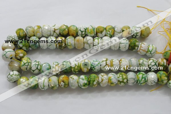 CAA830 15.5 inches 12*16mm faceted rondelle fire crackle agate beads