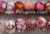 CAA831 15.5 inches 12*16mm faceted rondelle fire crackle agate beads