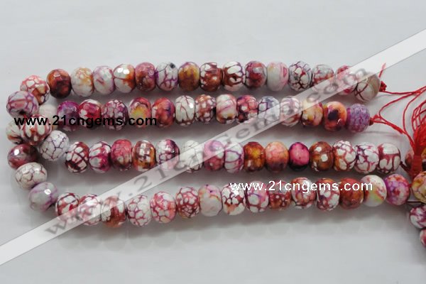 CAA831 15.5 inches 12*16mm faceted rondelle fire crackle agate beads