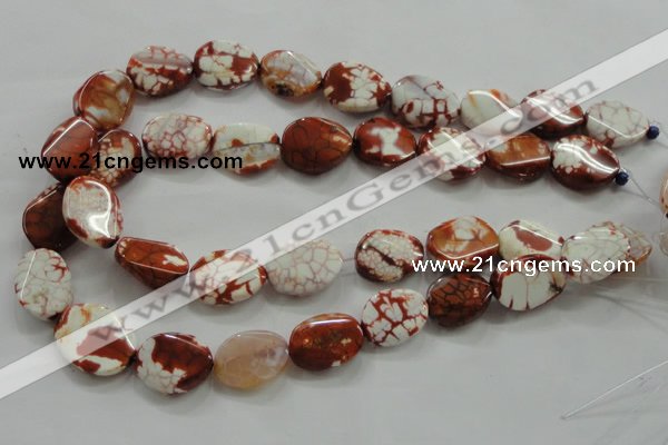 CAA836 15.5 inches 15*20mm twisted oval fire crackle agate beads