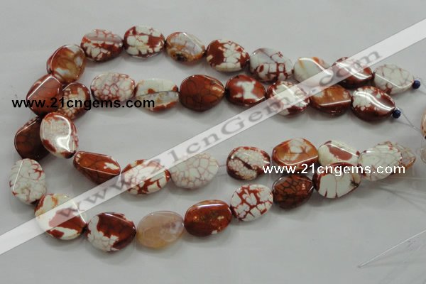 CAA836 15.5 inches 15*20mm twisted oval fire crackle agate beads