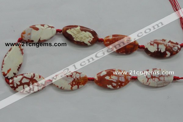 CAA841 15.5 inches 20*40mm twisted oval fire crackle agate beads