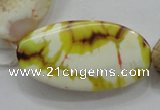 CAA842 15.5 inches 20*40mm twisted oval fire crackle agate beads