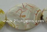 CAA845 15.5 inches 25*35mm twisted oval fire crackle agate beads
