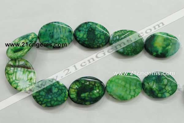 CAA846 15.5 inches 30*40mm twisted oval fire crackle agate beads