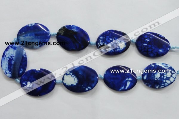 CAA847 15.5 inches 30*40mm twisted oval fire crackle agate beads