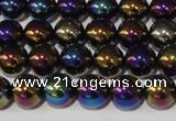 CAA850 15.5 inches 10mm round AB-color black agate beads