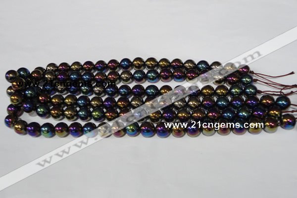 CAA850 15.5 inches 10mm round AB-color black agate beads