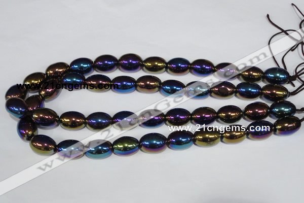 CAA853 15.5 inches 13*18mm rice AB-color black agate beads