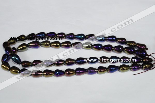 CAA855 15.5 inches 10*14mm teardrop AB-color black agate beads