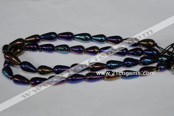 CAA856 15.5 inches 11*20mm teardrop AB-color black agate beads