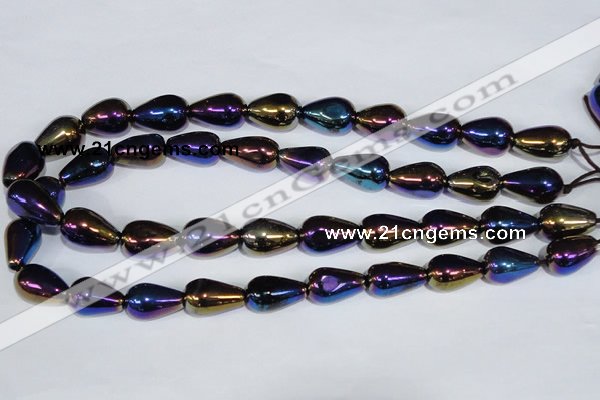 CAA857 15.5 inches 13*20mm teardrop AB-color black agate beads