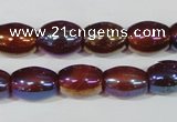 CAA878 15.5 inches 7*14mm rice AB-color red agate beads