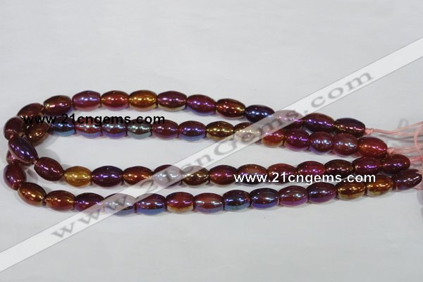 CAA878 15.5 inches 7*14mm rice AB-color red agate beads