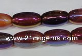 CAA879 15.5 inches 11*20mm rice AB-color red agate beads