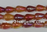 CAA880 15.5 inches 8*12mm teardrop AB-color red agate beads