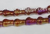 CAA881 15.5 inches 8*12mm pear-shaped AB-color red agate beads