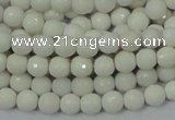 CAA92 15.5 inches 4mm faceted round white agate gemstone beads