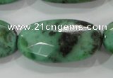 CAA94 15.5 inches 20*40mm faceted oval grass agate gemstone beads