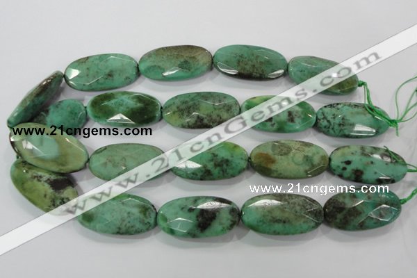 CAA94 15.5 inches 20*40mm faceted oval grass agate gemstone beads