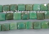 CAA99 15.5 inches 8*8mm faceted square grass agate gemstone beads