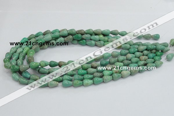 CAB03 15.5 inches 8*12mm teardrop green grass agate gemstone beads