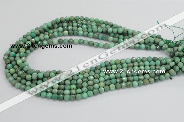 CAB06 15.5 inches 6mm faceted round green grass agate gemstone beads