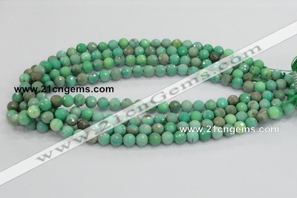 CAB07 15.5 inches 8mm faceted round green grass agate gemstone beads