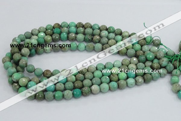 CAB08 15.5 inches 10mm faceted round green grass agate gemstone beads