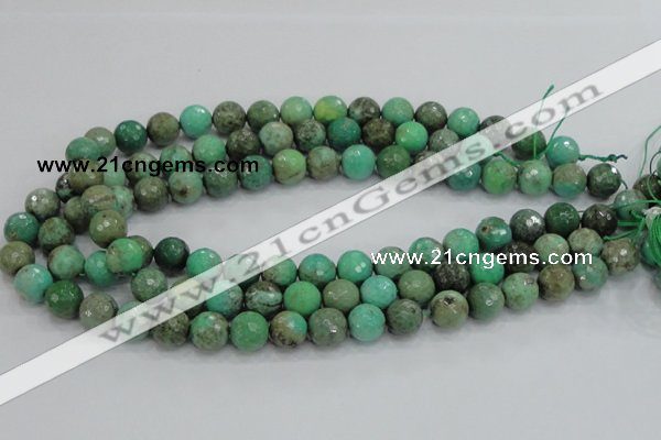 CAB09 15.5 inches 12mm faceted round green grass agate gemstone beads