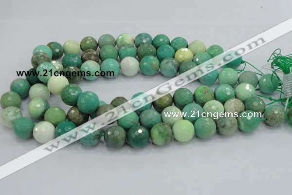 CAB11 15.5 inches 16mm faceted round green grass agate gemstone beads