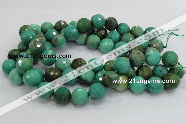 CAB12 15.5 inches 18mm faceted round green grass agate gemstone beads