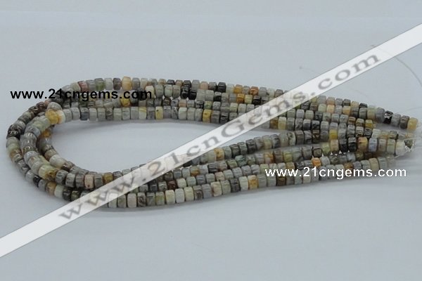 CAB138 15.5 inches 4*6mm roundel bamboo leaf agate beads