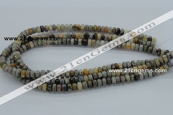 CAB139 15.5 inches 5*8mm roundel bamboo leaf agate beads